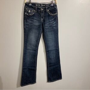 L.A Idol Denim Jeans blingy rhinstone pockets size women’s 29/34